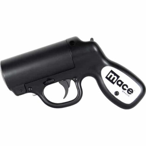 Black Mace Pepper Gun With Strobe LED Side View