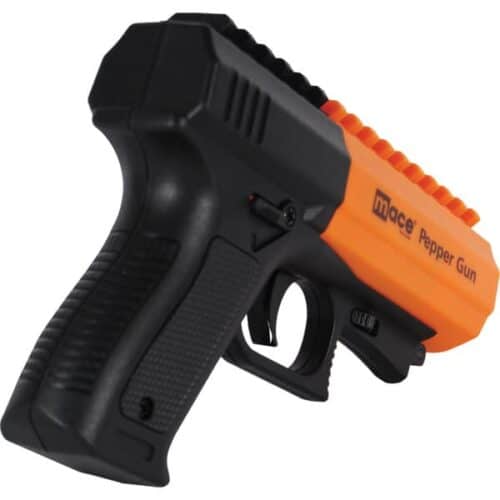 Mace Pepper Gun 2.0 Black and Orange Pistol Grip View