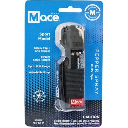 Black Mace Pepper Spray Jogger Sport Model In Package Front View