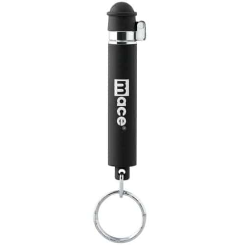 Black Mace Brand Pepper Spray Mini Model Keychain Closed Side View