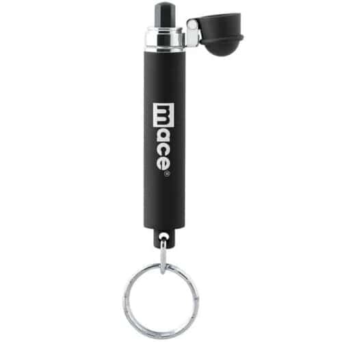 Black Mace Brand Pepper Spray Mini Model Keychain Open Side View