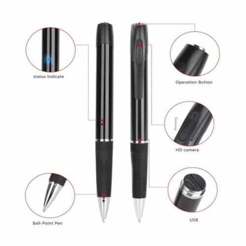 Black Pen HD Hidden Camera With Built In DVR Features View