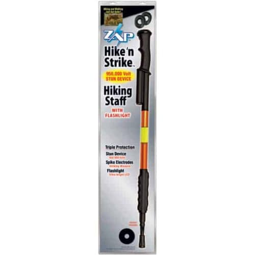 ZAP Hike N Strike Stun Device Walking Cane With Flashlight 950,000 Volts In Package Front View
