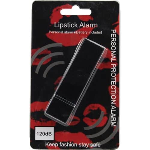 Black Lipstick Personal Alarm In Package Front View