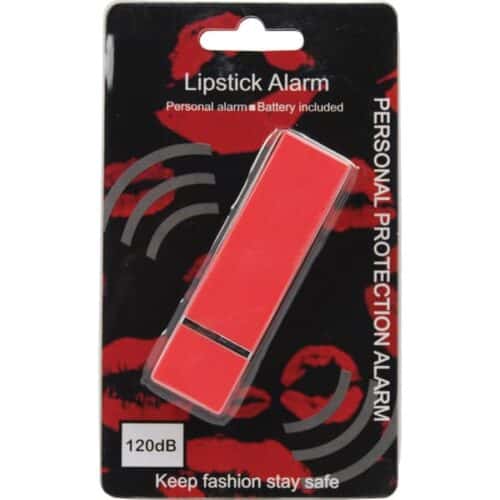 Pink Lipstick Personal Alarm In Package Front View