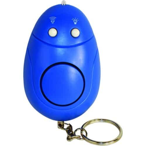 Safety Technology Blue Mini Keychain Personal Alarm With Light and Panic Button Front View