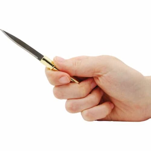 Gold Pen Knife In Hand Open View