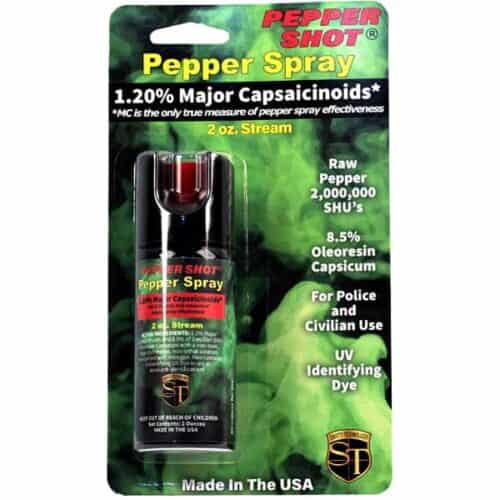 Safety Technology Pepper Shot Pepper Spray 2oz. Made In The USA In Package Front View