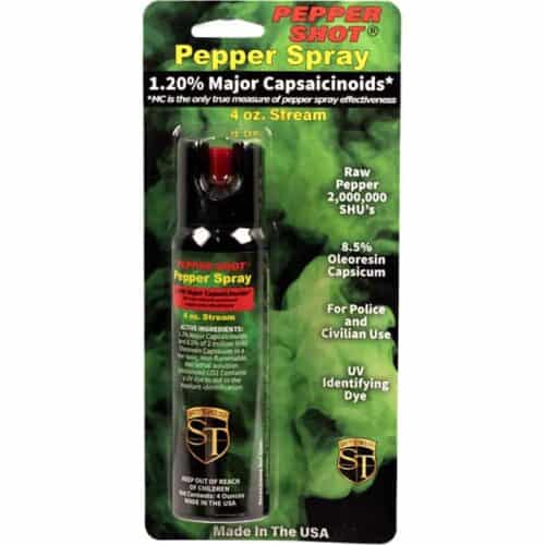 Safety Technology Pepper Shot Pepper Spray 4oz Made in The USA In Package Front View