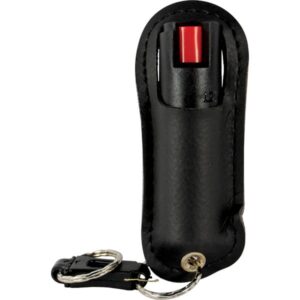 Black Pepper Shot 1/2oz Pepper Spray Halo Holster With Keychain Front View
