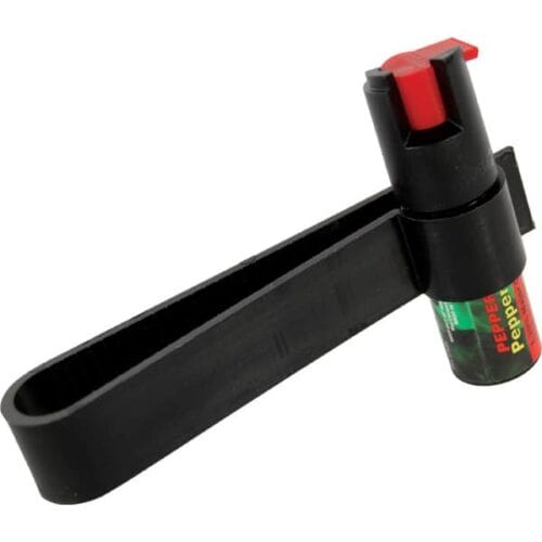 Safety Technology Pepper Shot Pepper Spray 1/2 oz. With Auto Visor Clip Front View Made In USA