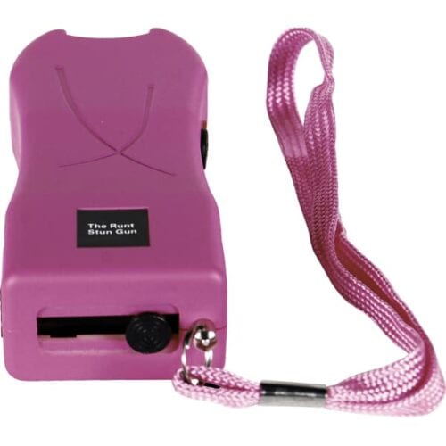 Pink Runt Rechargeable Stun Gun With Flashlight and Wrist Strap Disable Pin Bottom View