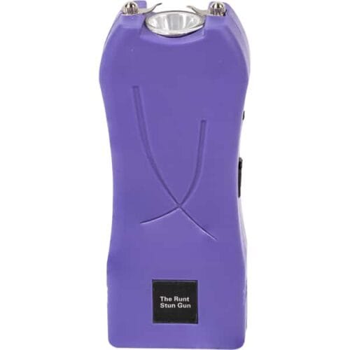 Purple Runt Rechargeable Stun Gun With Flashlight and Wrist Strap Disable Pin