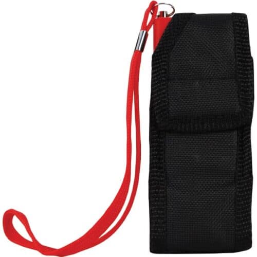 Red Runt Rechargeable Stun Gun With Flashlight and Wrist Strap Disable Pin In Black Holster