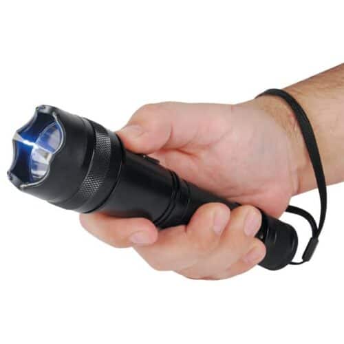 Safety Technology Shorty Rechargeable Flashlight Stun Gun 75,000,000 Volts In Hand With Wrist Strap