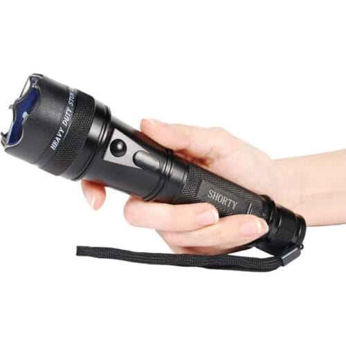 Safety Technology Shorty Rechargeable Flashlight Stun Gun 75,000,000 Volts In Hand