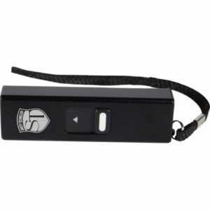 Black Safety Technology Slider Stun Gun With LED Flashlight and USB Recharger Side View