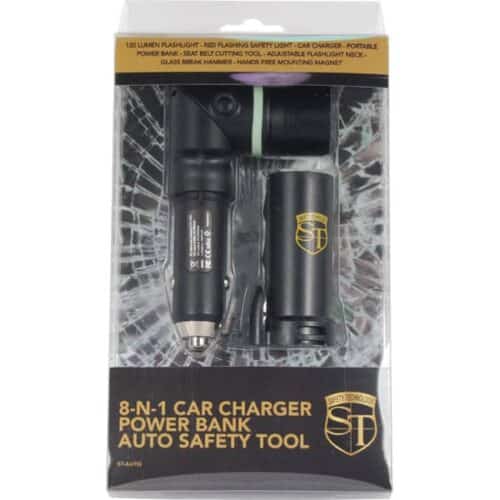 Safety Technology Car Charger Power Bank Auto Safety Tool In Package Front View