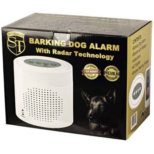 Safety Technology Barking Dog Alarm With Radar In Package Front View