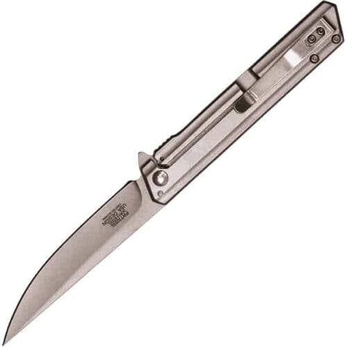 Silver Wartech 8.5 Inch Assisted Open Pocketknife Open Pocket Clip View