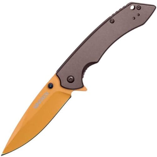 Wartech Assisted Open Folding Pocketknife Gray Handle With Orange Blade Open View