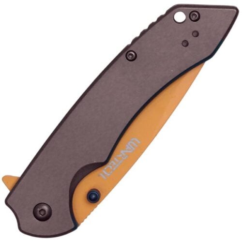 Wartech Assisted Open Folding Pocketknife Gray Handle With Orange Blade Closed View