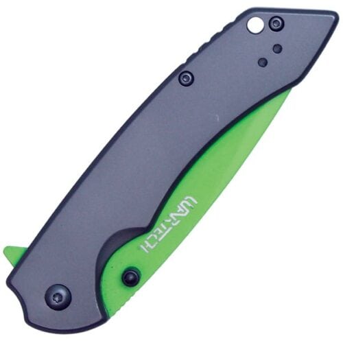 Wartech Assisted Open Folding Pocketknife Gray Handle With Green Blade Closed View