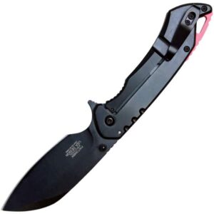 Wartech Assisted Open Folding Pocketknife Black Handle With Red Accents Open Pocket Clip View