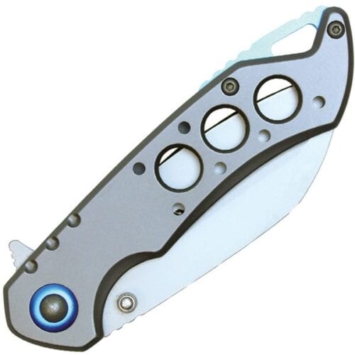 Wartech Assisted Open Folding Pocketknife Gray Handle With Blue Accents Closed View