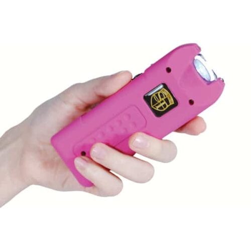 Pink Safety Technology MultiGuard Rechargeable Stun Gun With Alarm and Flashlight In Hand
