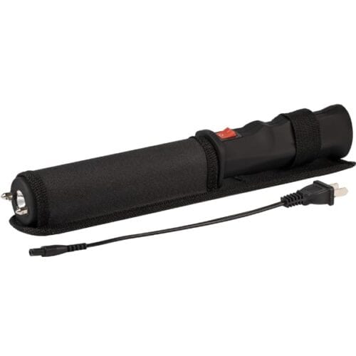 Black Safety Technology Repeller Rechargeable Stun Baton In Holster With Charging Cable
