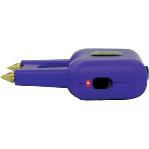 Purple Safety Technology Spike Stun Gun Power Button Side View