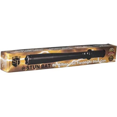 Safety Technology Rechargeable Stun Bat With Flashlight 80 Million Volts In Package Front View