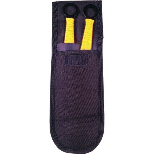 Black/Gold Biohazard Throwing Knife 2 Pack In Sheath Open View
