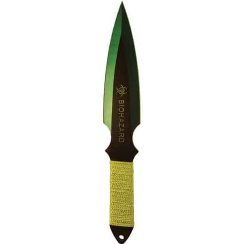 Green Biohazard Throwing Knife Front View