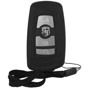 Safety Technology Silver Triad Key Fob Stun Gun With Alarm and LED Light Front View