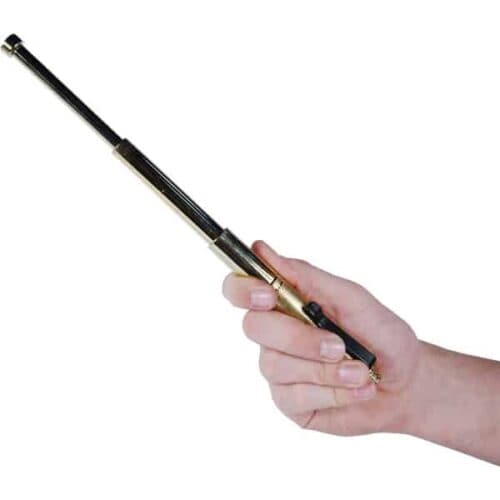 Gold 12 Inch Telescopic Steel Baton Extended In Hand