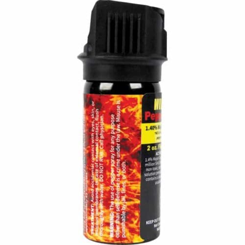 Safety Technology WildFire Pepper Spray 2oz. Flip Top Stream Made In The USA Side View
