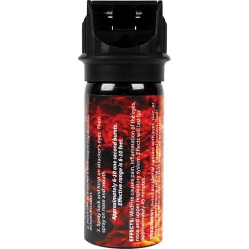 Safety Technology WildFire Pepper Spray 2oz. Flip Top Stream Made In The USA Back View