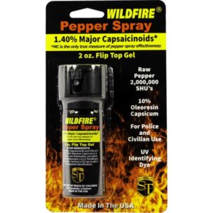 Safety Technology WildFire Pepper Spray 2oz Flip Top Gel Made in The USA In Package Front View