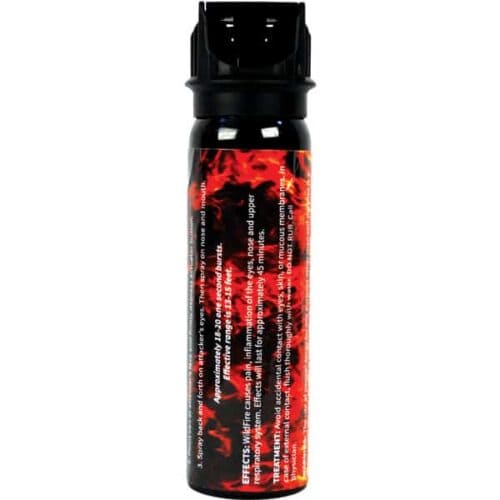 Safety Technology WildFire Pepper Spray 4oz. Flip Top Stream Made In The USA Back View