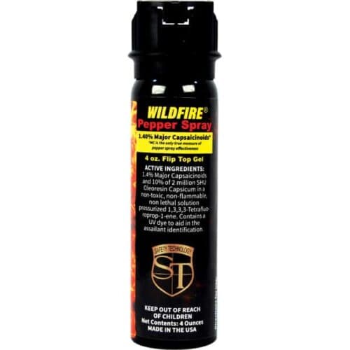 Safety Technology WildFire Pepper Spray 4oz Flip Top Gel Made in The USA Front View
