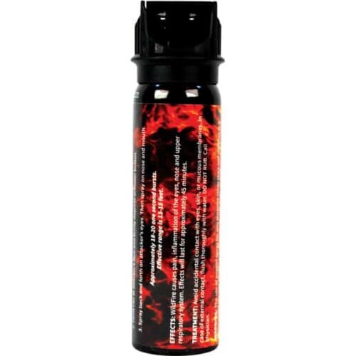 Safety Technology WildFire Pepper Spray 4oz Flip Top Gel Made in The USA Back View