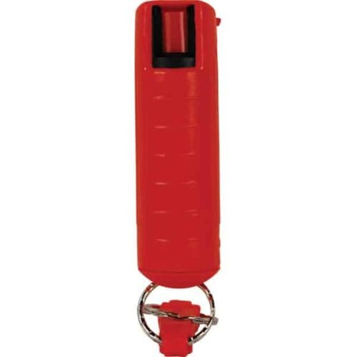 Red Safety Technology Wildfire 1/2oz. Pepper Spray With Hard Case and Quick Release Keychain Front View Made In USA