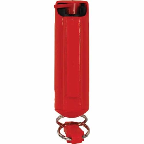 Red Safety Technology Wildfire 1/2oz. Pepper Spray With Hard Case and Quick Release Keychain Back View Made In USA
