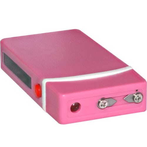Pink Fang Stun Gun Keychain and Flashlight Rechargeable Top View