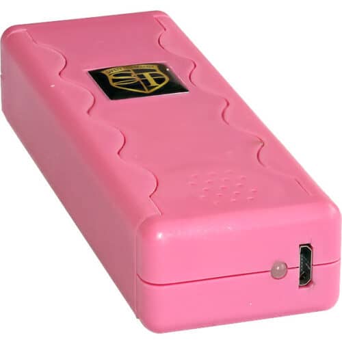 Pink Safety Technology Stun Gun With Alarm and Flashlight Rechargeable Bottom View