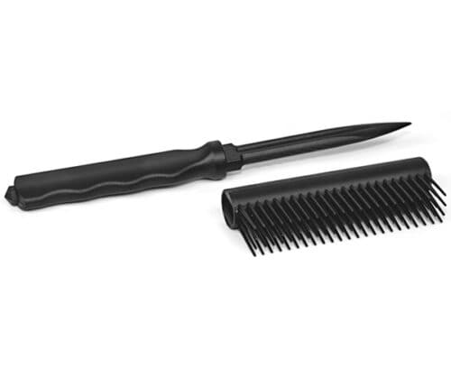 Black Plastic Concealed Brush Knife Open View