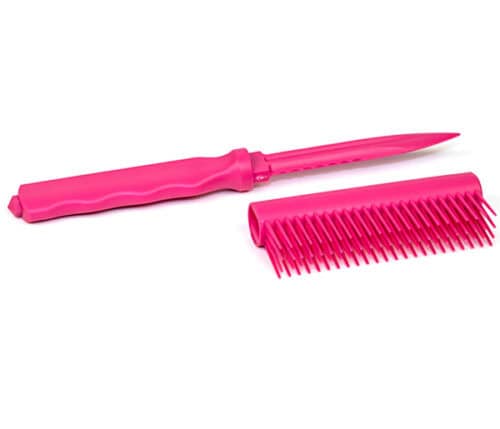 Pink Plastic Concealed Brush Knife Open View