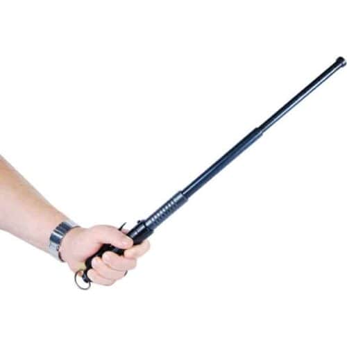 Safety Technology Black Automatic Expandable Steel Baton Open In Hand